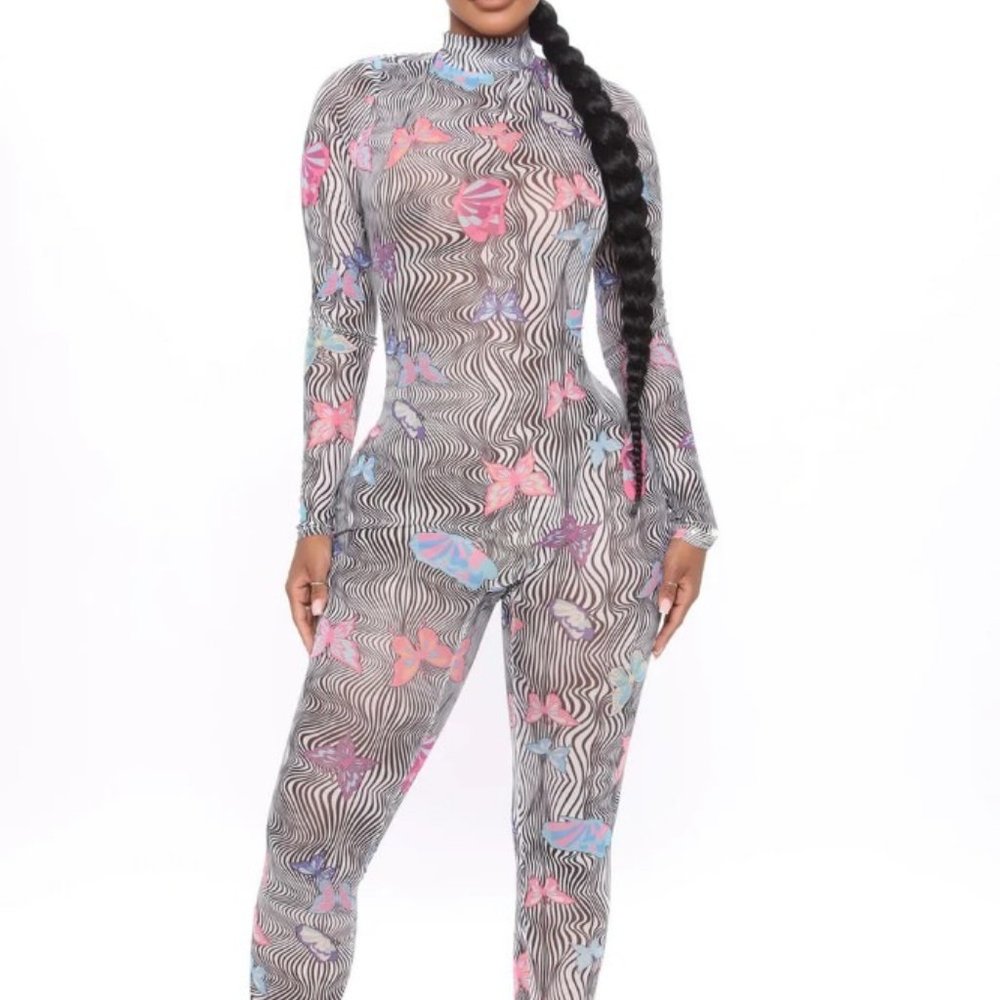 Butterfly seethrough jumpsuit